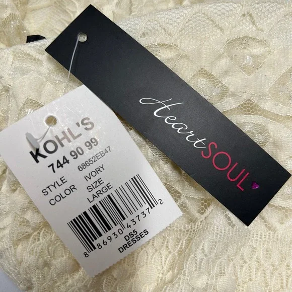 HeartSoul Women Lace Babydoll Maxi Dress Size L Tiered Ivory Summer Event NWT - Picture 5 of 8